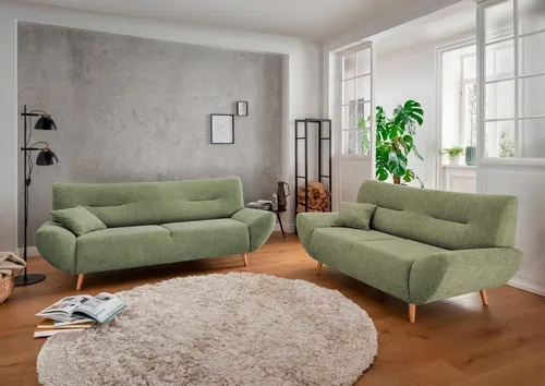 Home affaire Polstergarnitur Drago, modern und zeitlos, aktuelle Formensprache, komfortabel, (Set, 2-tlg., 3-Sitzer und 2-Sitzer), als Sessel/Polsterecke erhältlich, versch. Stoffe, inkl. 2 Zierkissen