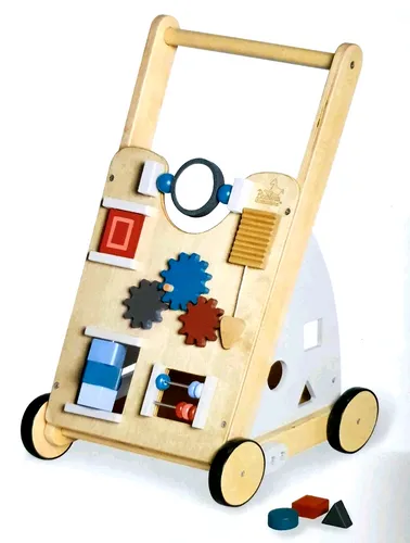 Pinolino® Lauflernhilfe Titus - Holz-Lauflernhilfe mit Spielmöglichkeiten & Bremssystem - Lauflernwagen für Kinder ab 1 Jahr, sicher mit stufenlos einstellbarem Bremssystem und motorikfördernden Spielmöglichkeiten. Ideal für die ersten Schritte im Kinderzimmer.