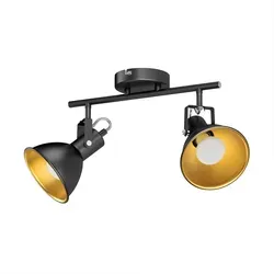 ledscom.de Deckenleuchte RISI, E14, zweiflammig, schwarz-gold - Lichtsysteme mit 3-Stufen-Dimmen für individuelle Beleuchtung, hochwertige Metallkonstruktion im eleganten Retro-Design.