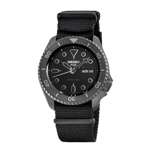 Seiko 5 SRPD79K1 Automatik-Herrenuhr - Sportlich in Schwarz - Herrenuhr mit Automatikwerk und 10 bar Wasserdichtigkeit, ideal für Sport und Alltag. Robustes Edelstahlgehäuse und langlebiges Nylonarmband bieten Komfort und Stil.