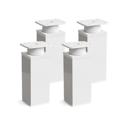 sossai® höhenverstellbare Möbelfüße MFV1, 4er Set in Weiß - Gestalten Sie Ihre Möbel individuell! Die 6 cm hohen, stabilen Möbelfüße aus Aluminium bieten Flexibilität und eine moderne Optik. Ideal für Ihr Zuhause – inklusive Montagezubehör.
