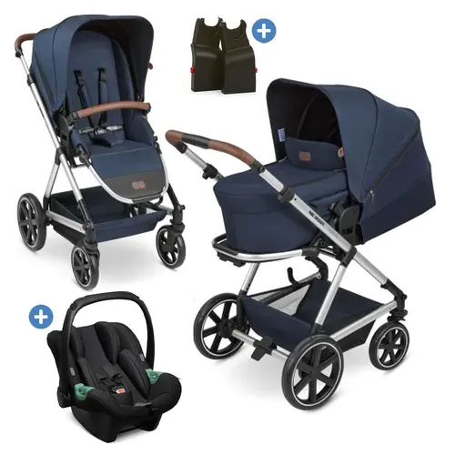 ABC Design Kombi-Kinderwagen Timbo 4 - Ocean, 3in1 Buggy Set mit Babywanne & Babyschale Tulip - Kombikinderwagen für Neugeborene bis Kleinkinder, ausgestattet mit atmungsaktiver Matratze und UV-Schutz 50+, ideal für alle Abenteuer mit Ihrem Baby.