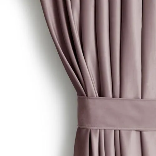 AmeliaHome Velvet Optik Vorhang H 270 x B 140 cm - Schiebevorhang in Dunkelbeige mit Raffhalter, ideal für Halbverdunkelung und Lichtregulierung. Elegantes, pflegeleichtes Material mit bis zu 77% Verdunkelungsgrad.