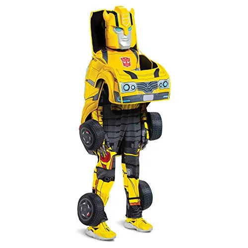 Transformers Bumblebee Transforming Costume Yellow - Kostüme für Kinder - Hochwertiges 3-in-1 Bumblebee Kostüm mit Overall, 3D-Tunika, Maske und abnehmbaren Rädern für ein unvergessliches Verkleidungserlebnis.