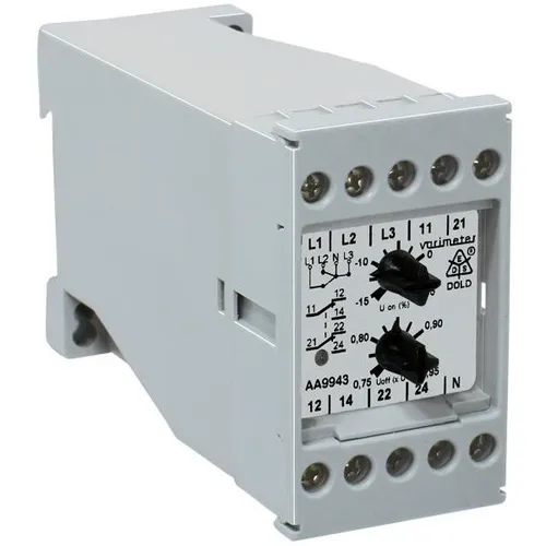 Dold&Söhne Unterspannungsrelais AA9943.11 220/380V - Universalrelais für präzise Spannungsüberwachung, ideal für industrielle Anwendungen mit 1- und 3-Phasen-Funktionalität und einem Ansprechbereich von 187 bis 399 V.