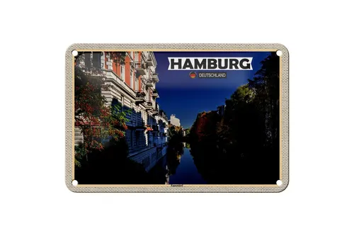 Blechschild Städte Hamburg Eppendorf Ausblick Fluss 18x12 cm Schild