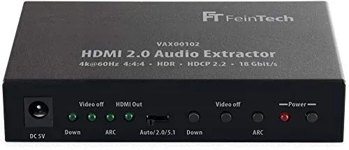 FeinTech VAX00102 HDMI Audio Extractor - 4K 60Hz HDMI Audio Splitter, unterstützt Dolby Vision und 5.1 Surround Sound für optimale Audioqualität
