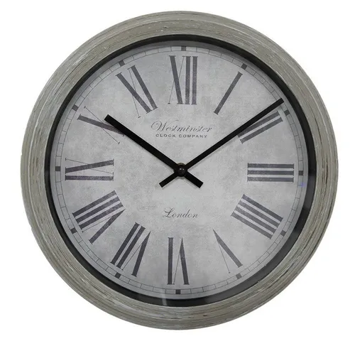 Clayre & Eef Wanduhr Wanduhr WESTMINSTER grau mit römischen Zahlen D30cm shabby chic