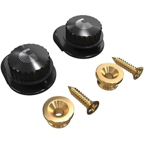 Daddario PW-SLS-03 Strap Lock GOLD - Sicheres Gurtsystem für Gitarren - Zubehör für Gitarre & Bass; zuverlässige Gurtsicherung ohne Werkzeug, ideal für E-Gitarre und Bass; Set mit zwei Gurtpins für maximale Sicherheit und Komfort.