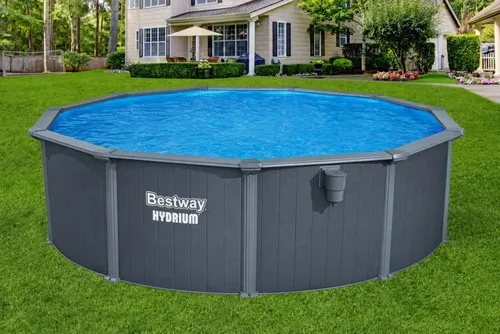 Bestway Stahlwandpool Set Hydrium Ø 488 x 132 cm – Grau - Vielseitiges Stahlwandpool Set für den Garten, schnell aufbaubar und robust. Genießen Sie unbeschwerte Sommertage mit Freunden und Familie!