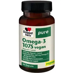 Doppelherz Omega-3 1075 Vegan Pure Kapseln - Nahrungsergänzungsmittel mit 502 mg wertvollen Omega-3-Fettsäuren aus Algen und Leinöl, ideal für vegane Ernährung und unterstützt eine gesunde Herzfunktion.