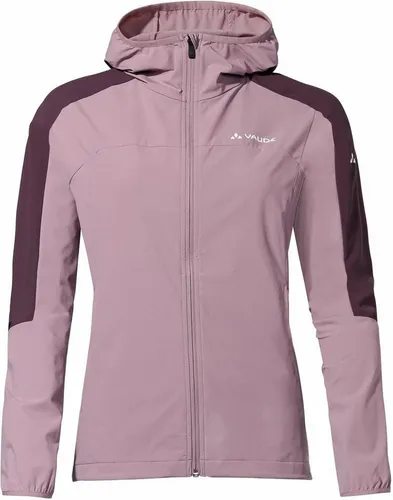 VAUDE Moab IV Softshelljacke Damen – Winddichte Wanderjacke mit Kapuze und recyceltem Material - Diese atmungsaktive Softshelljacke für Damen bietet 80 % Windschutz und besteht zu 86 % aus recyceltem Polyamid. Ideal für Outdoor-Aktivitäten, wasserabweisend und leicht für höchsten Tragekomfort.