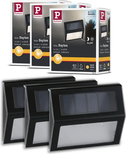 Paulmann 5219 Bundle Solar LED Treppenleuchte Dayton 2er Pack - Wegeleuchten - Flexibel platzierbare Solartreppenleuchten mit Dämmerungssensor für automatische Beleuchtung, effizient und umweltfreundlich, leuchten bis zu 8 Stunden nach nur 12 Stunden Ladezeit.