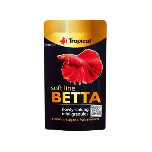 Tropical Softline Betta - Langsam sinkendes Mini Granulat für Kampffische 5g mit Zooplankton (Krebstieren) Algen Früchten Insekten reich an natürlichen Astaxanthin