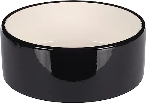 Flamingo Hundenapf Keramik – rund – 900ml – schwarz & weiß – spülmaschinenfest – für mittelgroße Hunde Dog Bowl Rocky