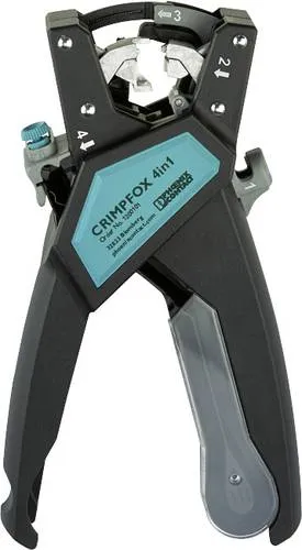 Phoenix Contact CRIMPFOX 4 IN 1 Presszange für Aderendhülsen - Crimpzange mit Indent-Crimp für Aderendhülsen 0.5 bis 2.5mm², integriertem Magazin und Zwangssperre – die perfekte Lösung für präzises Crimpen.