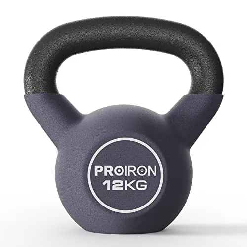 PROIRON Kettlebell, Kugelhantel mit hochwertiger Neoprene Coated, 12 kg | Bodenschonend | Schwunghantel Rundgewicht Neopren