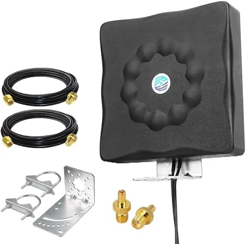 Maswell 5G Antenne Outdoor 2X2 MIMO | Bis zu 7,5 dBi Mobilfunk 600–8000 MHz Omni Cross Polarized 4G LTE UWB 5G NR Außenantenne mit WiFi 6E für Wohnmobil heim Rugged Router Modem | 2X SMA-Stecker & TS9