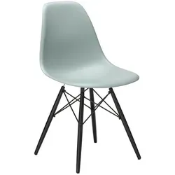 Vitra Stuhl Eames Plastic Side Chair RE 46.5x83x55 cm hellgrau, Gestell: Ahorn schwarz, Designer Charles & Ray Eames