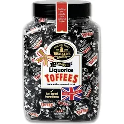 Walker's Nonsuch Toffees Liquorice 1.25kg - Englische Lakritz Toffees, ca. 130 Stück in einer praktischen Einzelpackung, ideal für Lakritzliebhaber und süße Genussmomente.