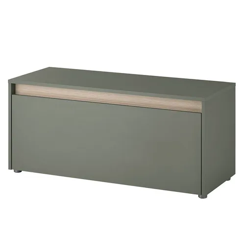 Lomadox Schuhbank CRISP-61, grün mit Eiche Nb., 1 Klappe, 100 cm breit, grifflos