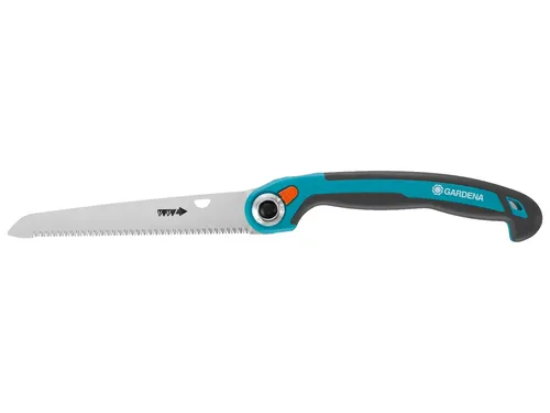 Gardena Garten-Klappsäge "Folding Saw 200 P" in Hellblau - Ergonomische Klappsäge für kraftsparendes Arbeiten im Garten. Mit impulsgehärtetem Sägeblatt für saubere Schnitte und geringem Krafteinsatz.