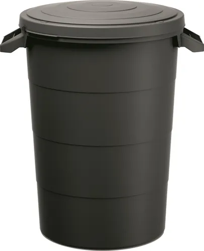 Keden SMOOTH Abfalleimer mit Griffen – 80 Liter, Schwarz - Haushaltszubehör: Robuster Abfallbehälter aus hochwertigem Kunststoff, ideal für Garten und Unternehmen. Mit praktischen Griffen für einfachen Transport und einem ansprechenden Deckel zur Verbergung des Inhalts.