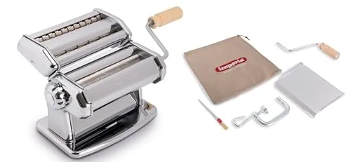 Imperia IPASTA Gourmet Linie Nudelmaschine - Nudelmaschine aus hochwertigem Edelstahl für raue Pasta, 100% Made in Italy. Ideal für Fettuccine und Lasagnette, mit einstellbaren Walzen für perfekte Teigdicken.