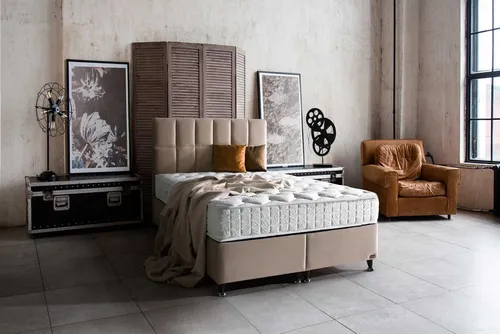BAMBI YATAK Boxspringbett Set, Bambi Golden Prime, Schlafzimmerbett mit Bettkasten, H3 (Stauraum, Bett mit Matratze), Klassischer Schlafkomfort mit Bonell-Federsystem