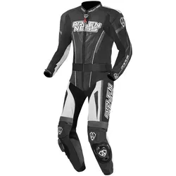 Arlen Ness Edge 2-Teiler Motorrad Lederkombi, schwarz-grau-weiß, Größe 48 für Männer - Hochwertige Motorrad Lederkombi aus Rindsleder mit Mesh Innenfutter und flexiblen Stretcheinsätzen für optimalen Tragekomfort und Bewegungsfreiheit.