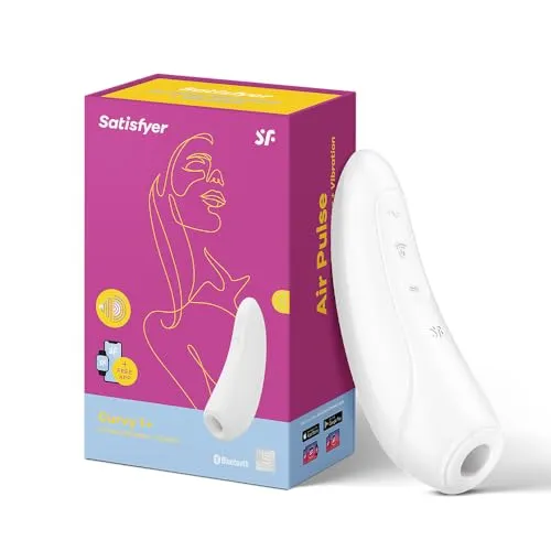 Satisfyer 'Curvy 1 Connect App' Klitoris-Sauger 13,5 cm | Druckwellen-Vibrator Sex-Spielzeug für Sie | Klitoris-Stimulation leise & stark | Auflegevibrator mit Vibrationen und App | Farbe: weiß