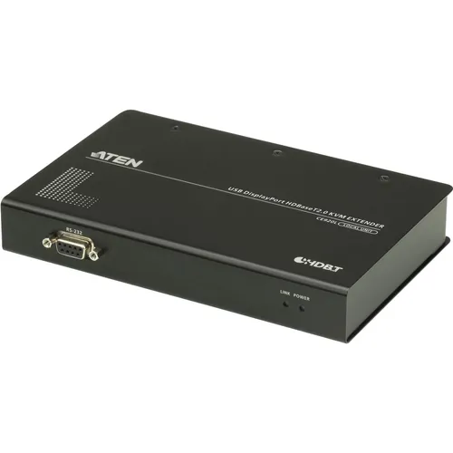Aten CE920L USB DP HDBaseT 2.0 KVM Extender - Audio-Adapter für 4K Videoübertragung bis 100 Meter, ideal für Fernzugriff in Transportleitstellen und medizinischen Einrichtungen mit einfacher Kabelinstallation.