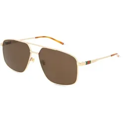 Gucci GG1676S 002 Sonnenbrille - Hochwertige Pilot Sonnenbrille für Herren, mit elegantem goldenen Metallrahmen und braunen Gläsern, bietet perfekten UV400 Schutz.