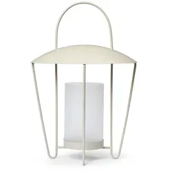 ferm LIVING Laterne Abri, beige, Ø 30 cm aus Edelstahl und Glas - Stilvolle Laterne für Innen- und Außenbereich, aus pulverbeschichtetem Edelstahl und Milchglas, bietet sanftes Licht und schützt vor Wind und Wetter.