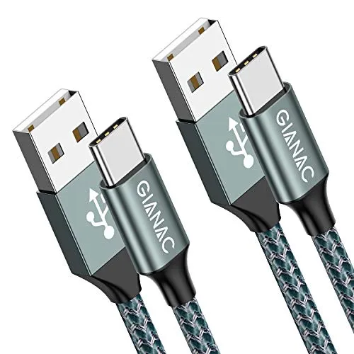 GIANAC USB C Kabel, [2 Stück 1m] 3.1A ladekabel USB C Nylon Schnellladung und Synchronisierungskabel USB C für Samsung S10/S9/S8te 10te 9, Huawei P30/P20/Mate 20, Sony Xperia