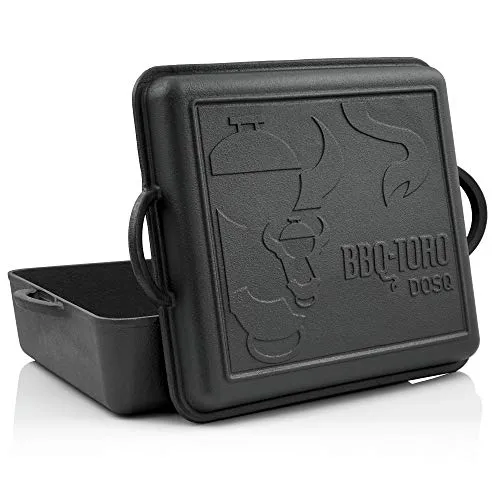 BBQ-Toro Dutch Oven Pan - Gusseisen Kochtopf 10,5 Liter - Grill-Werkzeuge, bereits eingebrannt für sofortigen Einsatz und vielseitig verwendbar als Bräter, Schmortopf oder Grillpfanne.