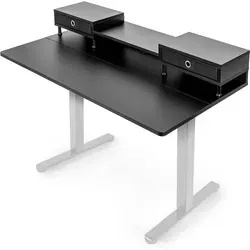 Duronic DD1 BK Schreibtischplatte 120x60 cm mit Schubladen - Schwarze MDF-Schreibtischplatte mit zwei Schubladen für zusätzlichen Stauraum. Ideal zur Kombination mit Duronic TM51 oder TM61 Tischgestellen für einen modernen Stehbürotisch. Einfache Montage garantiert!