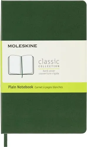 Moleskine Classic Plain Paper Notebook, Hard Cover and Elastic Closure Journal, Color Myrtle Green, Size Pocket 9 x 14 cm, 192 Pages
