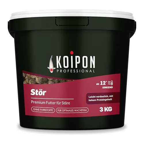 KOIPON Premium Störfutter 3 kg – Sinkende Pellets für Teichfische - Hochwertiges Störfutter aus Deutschland, ideal für die gemeinsame Haltung mit Koi. Die sinkenden Pellets fördern das Wachstum und sorgen für eine geringe Wasserbelastung.
