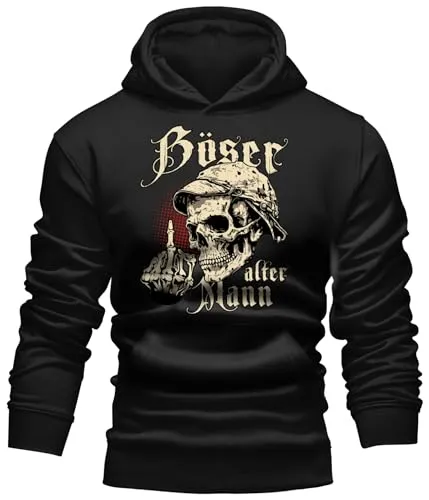 LOBO NEGRO Herren Kapuzen-Pulli Hoodie - Böser Alter Mann - Stylischer Hoodie für den erfahrenen Herren, mit hochwertigem Druck und modernem Schnitt. Perfekt als Geschenk, entspricht dem ÖKOTEX 100 Standard und bietet hohen Tragekomfort.