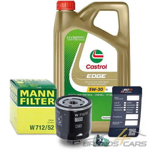 MANN-FILTER ÖLFILTER+5L CASTROL EDGE 5W-30 LL FÜR AUDI A2 8Z 1.4 1.6