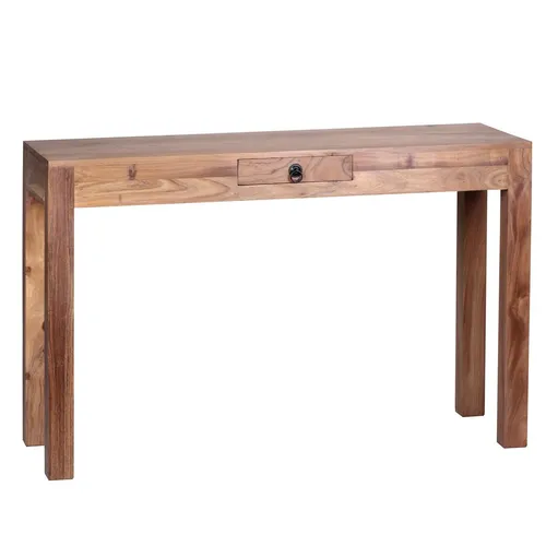 Wohnling Konsolentisch Mumbai - Handgefertigt aus Akazie-Massivholz - Drohnen, einzigartiger Konsolentisch mit Schublade, ideal für Flur und Wohnzimmer, aus naturbelassenem Akazienholz für ein individuelles Design.