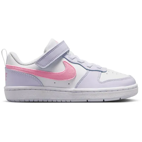 Nike COURT BOROUGH PS Sneaker Mädchen – Weiß/Pink/Grau, Größe 31 - Robuste Sneaker aus Synthetikleder mit niedrigem Schaft, elastischer Schnürung und Klettverschluss. Ideal für den Alltag und einfach zu tragen dank praktischer Anziehschlaufe.