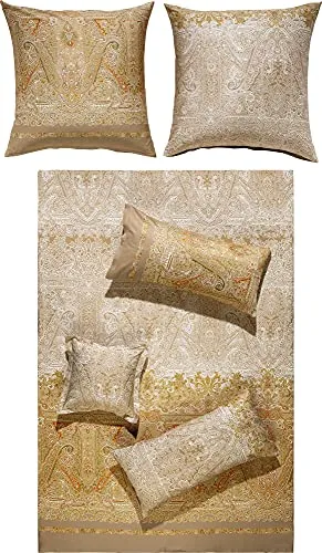 Bassetti Bettwäsche Michelle V6 Feinsatin beige - Bettwäsche-Set aus 100% Baumwolle, maschinenwaschbar und mit Qualitäts-Reißverschluss, perfekt für einen erholsamen Schlaf und einfache Handhabung.