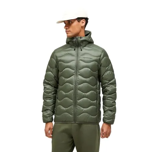 PEAK PERFORMANCE Helium Down Hood Jacket Men - grün L - Daunenjacke für Herren, wind- und wasserabweisend, mit 700 Fillpower für hervorragende Wärme und Packbarkeit. Ideal für Outdoor-Abenteuer und urbanen Stil.