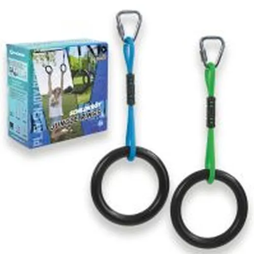 Schildkröt 970714 - Jungle Ring Set, Gymnastikringe für Parcours - Schaukeln und Hindernisse für die Jungle Line, 2 ergonomische ABS Ringe für abwechslungsreiches Arm- und Oberkörpertraining im Freien.