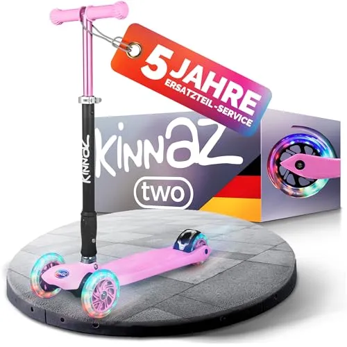 kinnazTWO, der sichere Kinder Roller, LED Räder, Ersatzteilservice, faltbar, Höhe einstellbar, Kinderroller, Tretroller, Scooter, 5 6 7 8 9 10 Jahre, Schulkind, Junge Mädchen, Hamburger Händler