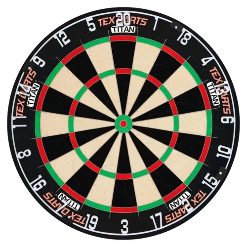 TEX Titan Pro Dartboard - Premium Turnier-Dartscheibe mit ultra-schlankem Design - Dartscheiben - Das TEX Titan Pro bietet hervorragende Sichtbarkeit mit einem pulverbeschichteten Zahlenring und minimalen Abprallern dank des ultradünnen Bullseye-Drahts. Ideal für alle Spielstufen!