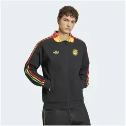 adidas Originals Jamaika Bob Marley Anthem Jacke JY5207 schwarz - Herren Jacke zur WM 2026 im Retro-Look mit kultigem Trefoil Logo. Strapazierfähiges Doppelstrickmaterial sorgt für hohen Tragekomfort und macht sie zum perfekten Statement-Piece für Fußballfans.
