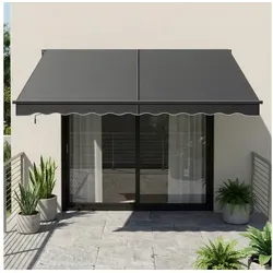 SONGMICS Gelenkarmmarkise mit Handkurbel, 300 x 250 cm, grau - Hochwertige Markise aus Aluminiumlegierung mit starkem UV-Schutz. Wetterfest und stabil für langanhaltenden Komfort. Individuell einstellbarer Neigungswinkel und einfache Handhabung durch Handkurbel.